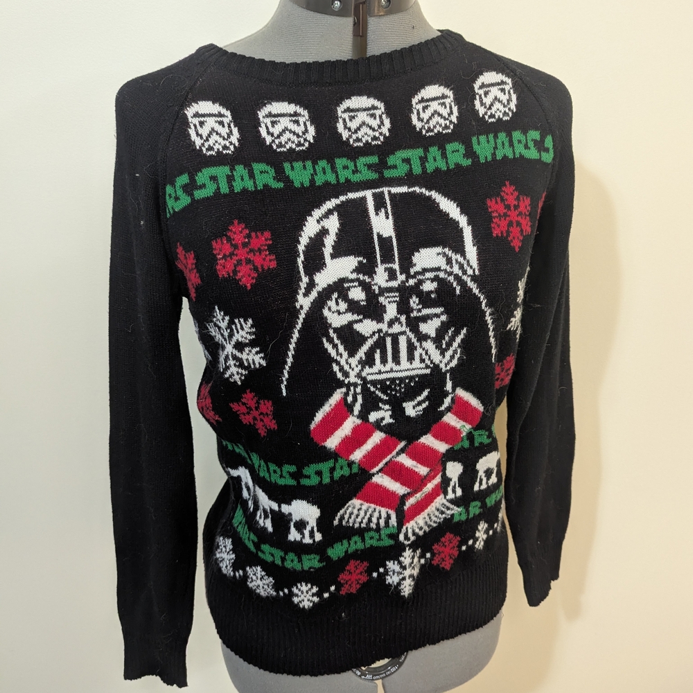 Star Wars Crewneck Sweater Black and White with Darth Vader